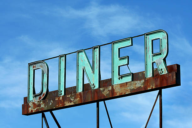 Opuszczony Pobocze diner znak – zdjęcie