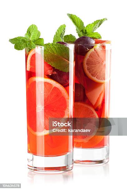Two Glasses Filled With Refreshing Fruit Sangria Stock Photo - Download Image Now - Cut Out, Sangria, Alcohol - Drink