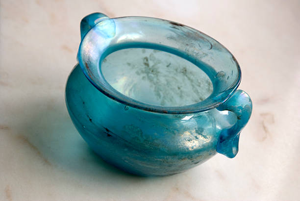 An antique Roman vase, made from blue glass