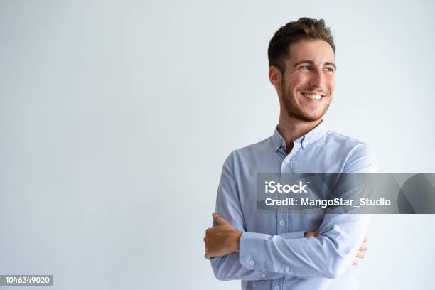 Cheerful Businessman Enjoying Success Stock Photo - Download Image Now - Men, Portrait, Young Adult