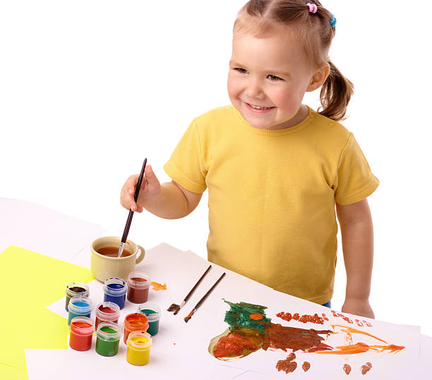 istock Cute child play with paints 104634953