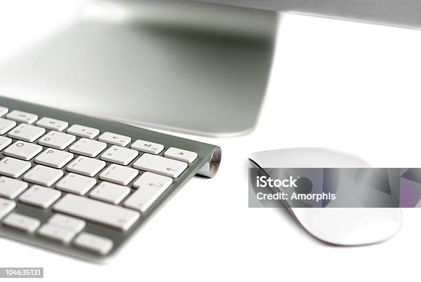 Computador Conjunto Mouse Teclado - Fotografias de stock e mais imagens de Alumínio - Alumínio, Branco, Computador