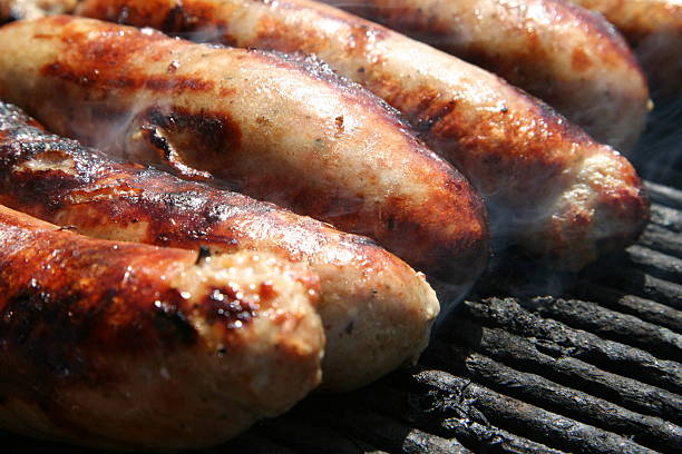 Bratwurst on the grill stock photo