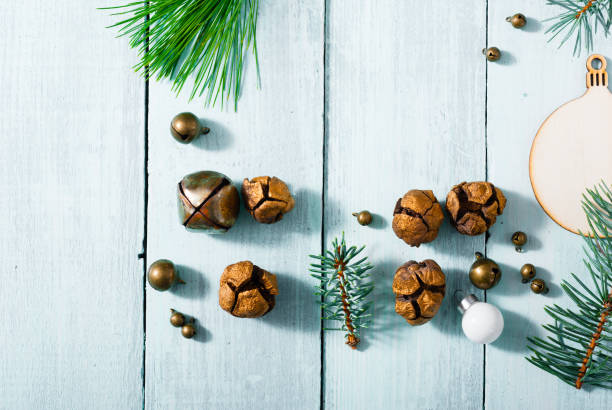 istock Christmas decoration on white wooden 1046360446