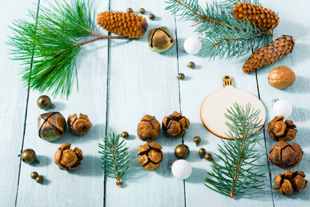 istock Christmas decoration on white wooden 1046360698