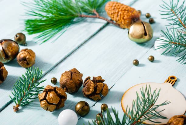 istock Christmas decoration on white wooden 1046360742