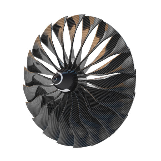 istock Jet engine, turbine blades of airplane, 3d render 1046363772