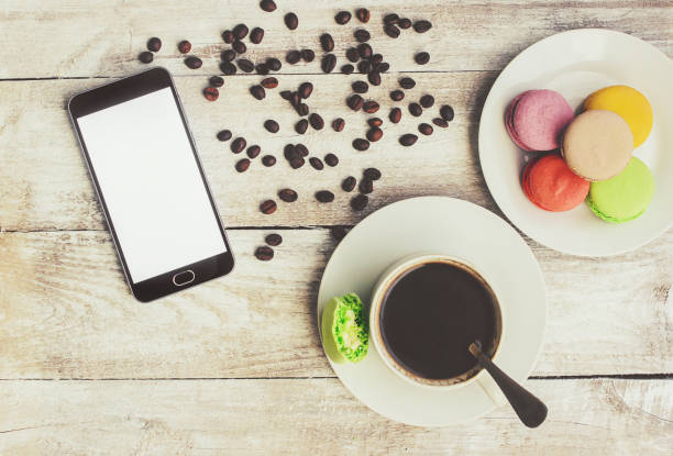 istock Macaroons and coffee. Breakfast. Selective focus. Food. 1046382138