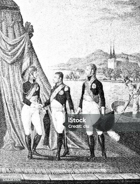 Meeting Of 3 Emperors Napoleon Bonaparte Franz I Alexander I Stock Illustration - Download Image Now