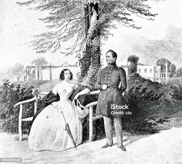 King Friedrich Wilhelm Iv And His Wife Stock Illustration - Download Image Now - 1890-1899, 19th Century, Adult