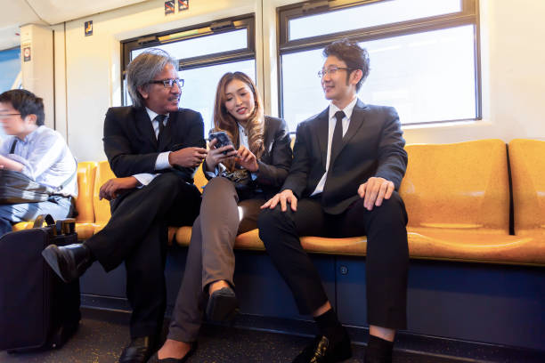 istock Business company meeting on skytrain Transit System Public impassioned while going to work in the morning. 1046383712