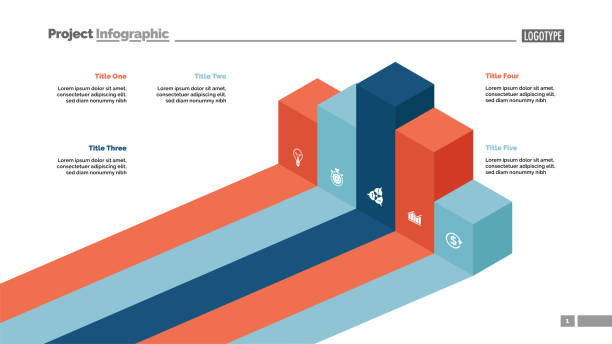 Five Bar Chart Slide Template Five bar chart. Diagram, slide, template. Creative concept for infographics, presentation, project, report. Can be used for topics like business, marketing, strategy infographics design bar stock illustrations