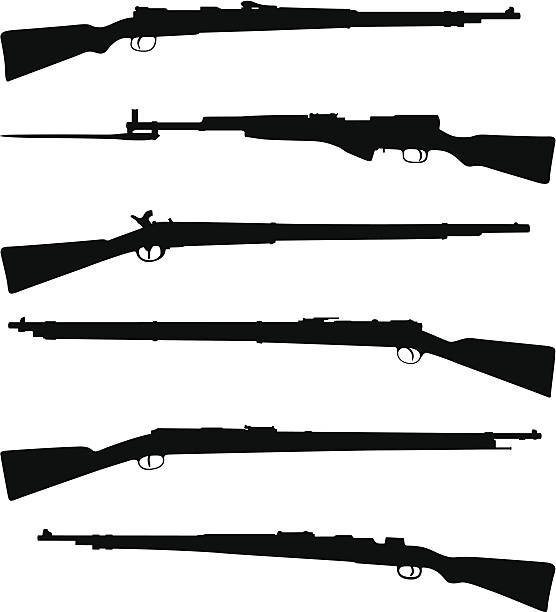 шесть старый shotguns - bayonet stock illustrations