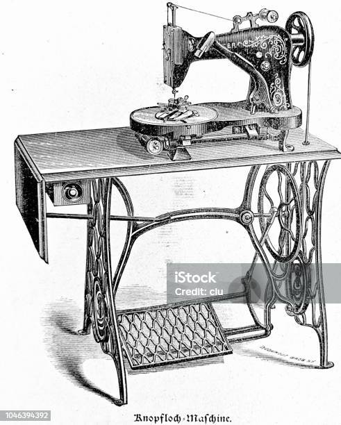 Sewing Machine From Singer Model Buttonhole Stock Illustration - Download Image Now - Sewing Machine, Singer, Archival