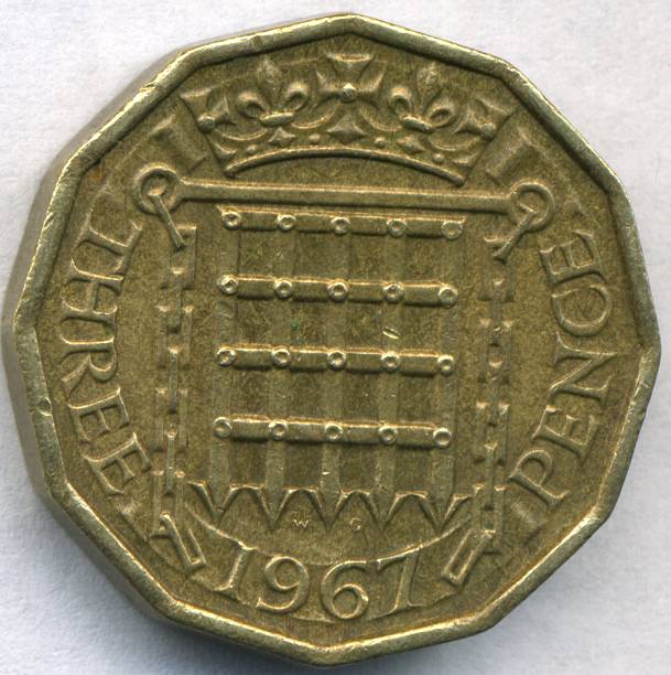 istock Vintage Three Pence Coin Piece Circa 1967 104639619
