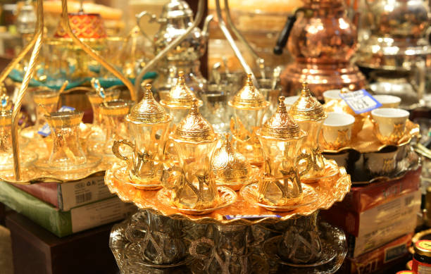 istock beautiful handmade goldware set handmade in Istanbul 1046397642