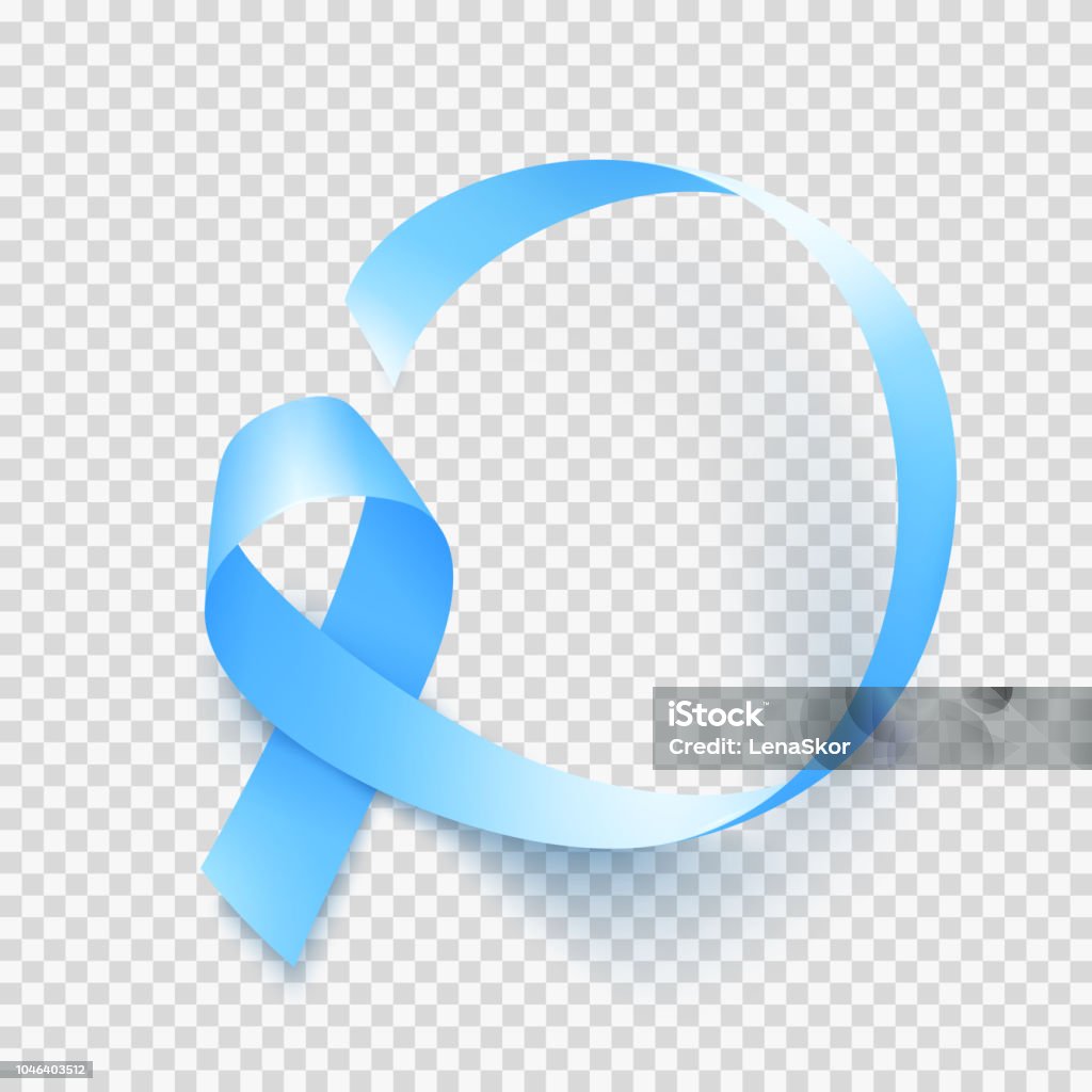 Realista fita azul, símbolo de dia mundial câncer de próstata em novembro, ilustração vetorial. - Vetor de Novembro royalty-free