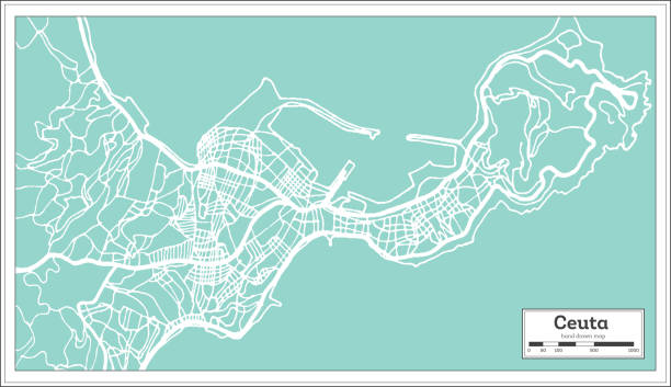 Ceuta Spain City Map in Retro Style. Outline Map. Ceuta Spain City Map in Retro Style. Outline Map. Vector Illustration. ceuta map stock illustrations