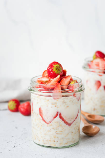 istock Healthy breakfast overnight oats with strawberries 1046406598