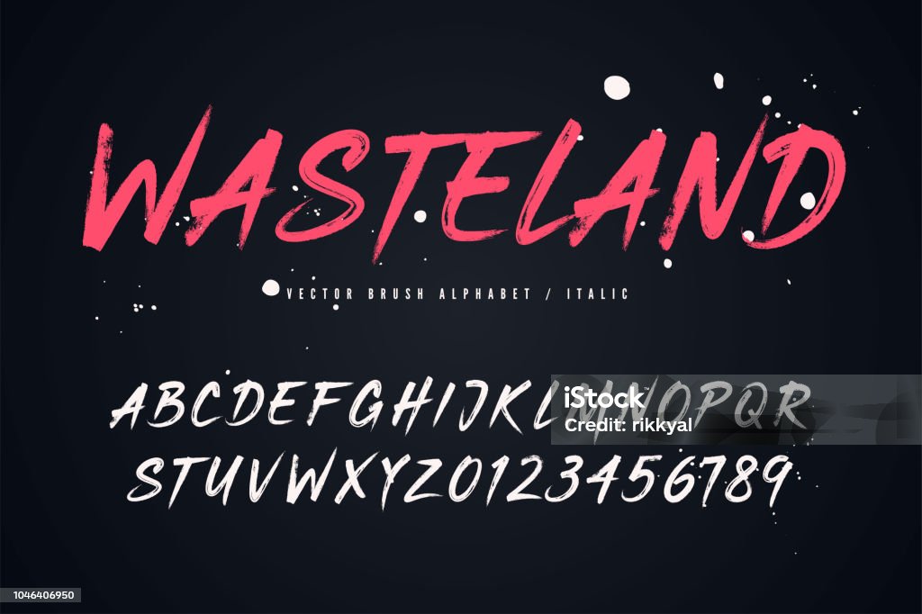 Wasteland vector brush style font, alphabet, typeface Wasteland vector brush style font, alphabet, typeface, typography Global swatches Typescript stock vector