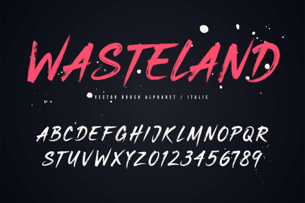 Wasteland vector brush style font, alphabet, typeface Wasteland vector brush style font, alphabet, typeface, typography Global swatches calligraphy alphabet styles drawing stock illustrations