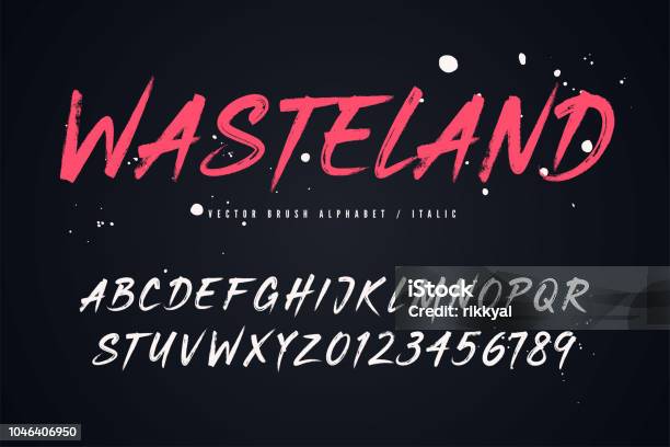 Wasteland Vector Brush Style Font Alphabet Typeface Stock Illustration - Download Image Now