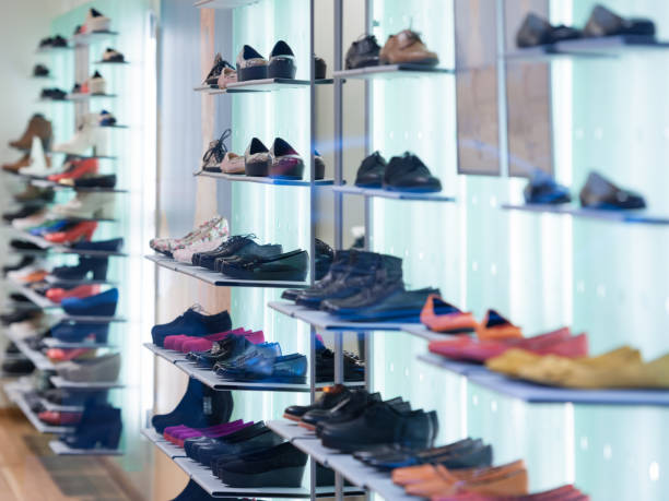 istock Shoes in brightly lit store 1046410468