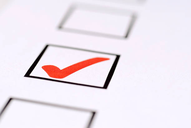 Check Mark Close Up Stock photograph of a check mark on voting ballot. rnc stock pictures, royalty-free photos & images