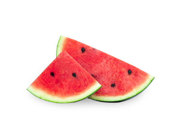 istock Sliced of watermelon isolated on white background. 1046416096