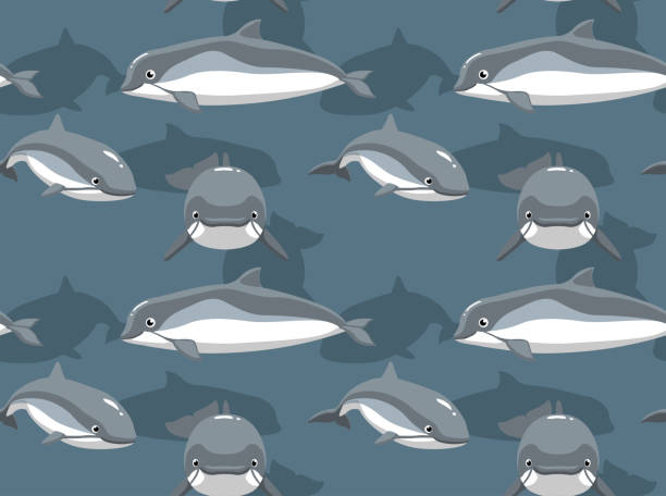 гавань порпой мультфильм фон бесшовные обои - dolphin porpoise mammal sea stock illustrations