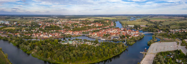 istock Panoramic view over Havelberg - city at the water 1046419668