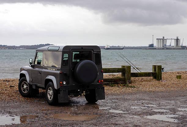 Land Rover by bay stock photo