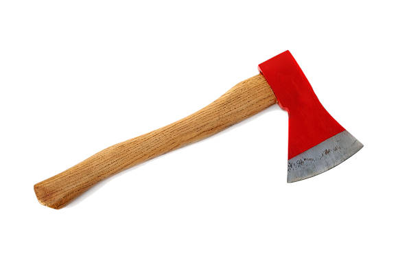 czerwony siekiera puste - handle axe work tool wood zdjęcia i obrazy z banku zdjęć