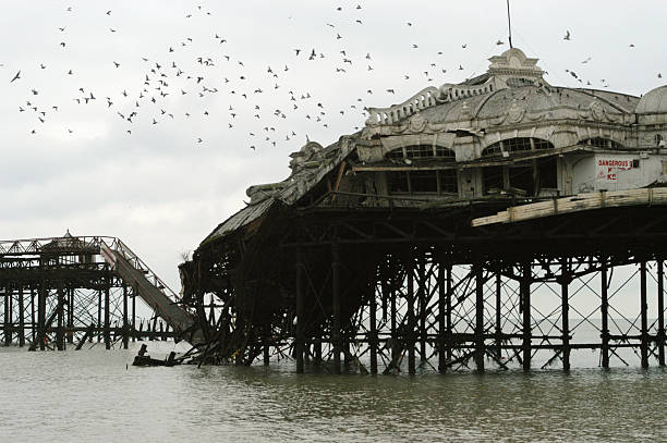 Collapsed West Pier Ballroom, Brighton stock photo