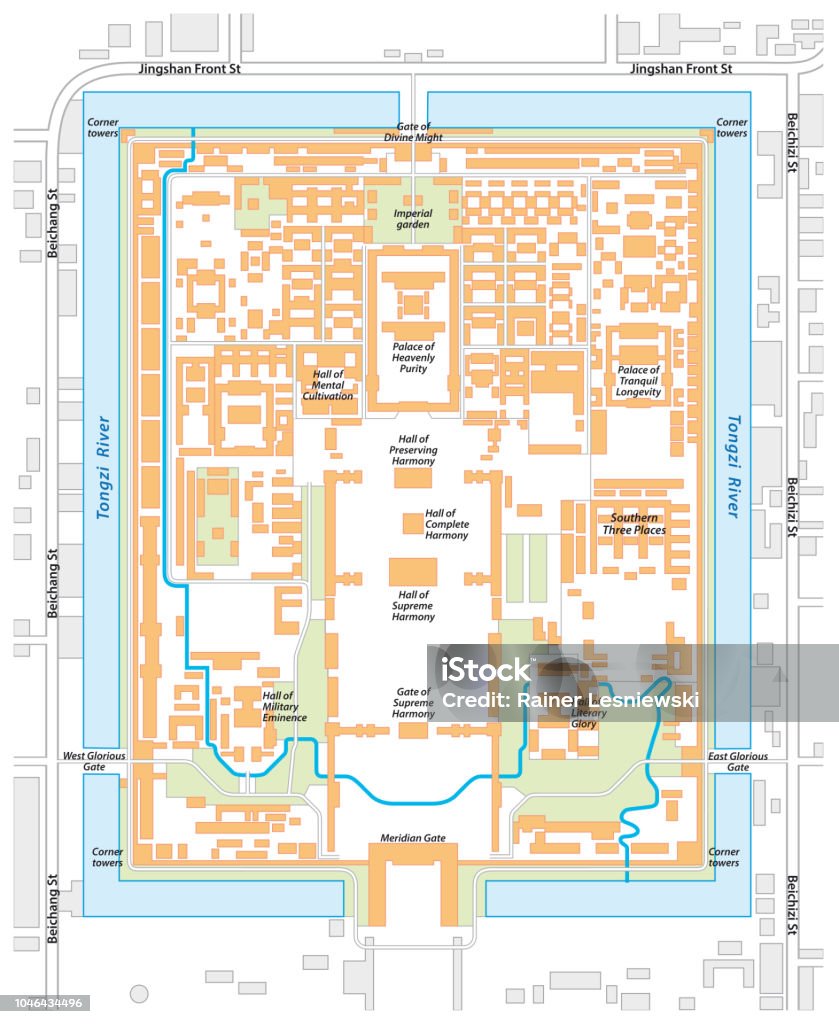 map of the Forbidden City, palace complex in central Beijing, China vector map of the Forbidden City, palace complex in central Beijing, China Forbidden City stock vector