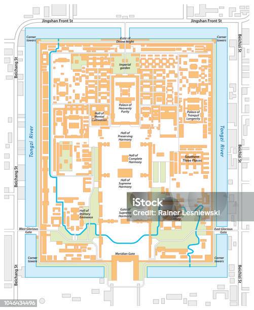 Map Of The Forbidden City Palace Complex In Central Beijing China Stock Illustration - Download Image Now