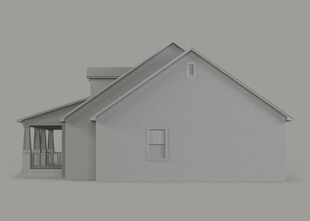 istock A model of a house with a garage. House on a gray background. 3D rendering. 1046451228