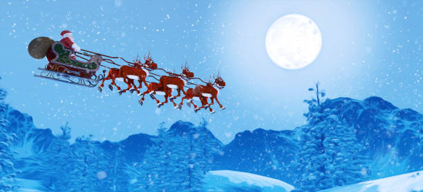istock Santa and Reindeer in Snow 1046451598