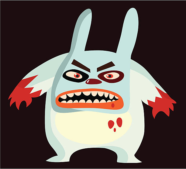 killer bunny vector art illustration