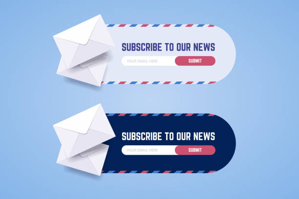Subscribe to newsletter form for web and mobile applications in two styles with envelopes. Subscribe to newsletter form for web and mobile applications in two styles with envelopes. Vector illustration for new subcribers. email subscription stock illustrations
