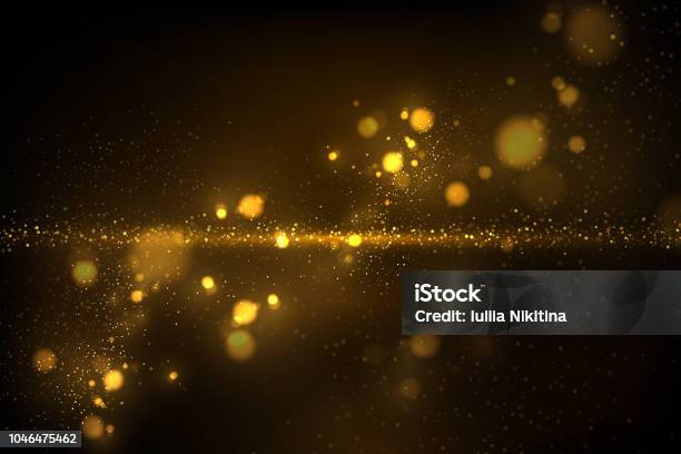 Sparkling Golden Particles On Black Stock Illustration - Download Image Now - Gold - Metal, Gold Colored, Backgrounds