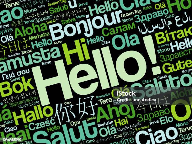 Hello Word Cloud In Diverse Lingue - Immagini vettoriali stock e altre immagini di Salutarsi - Salutarsi, Lingua, Varietà - Concetto