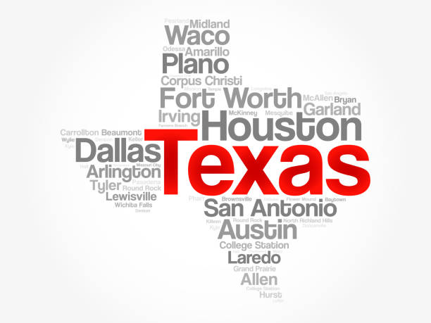 List of cities in Texas USA state word cloud List of cities in Texas USA state word cloud map, concept background frisco texas stock illustrations