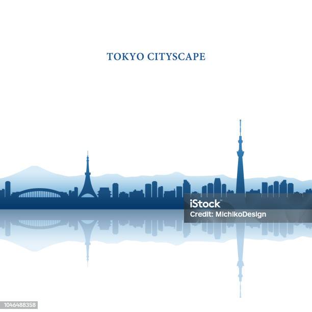 Tokyo Cityscape Tokyo Tower And Tokyo Skytree Landmarks Stock Illustration - Download Image Now