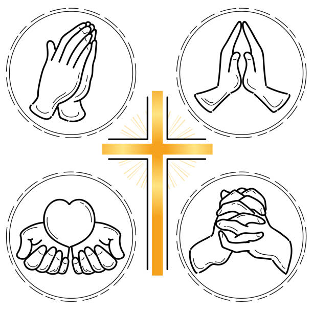 gebet-hand-set - christentum - religious text god christianity men stock-grafiken, -clipart, -cartoons und -symbole