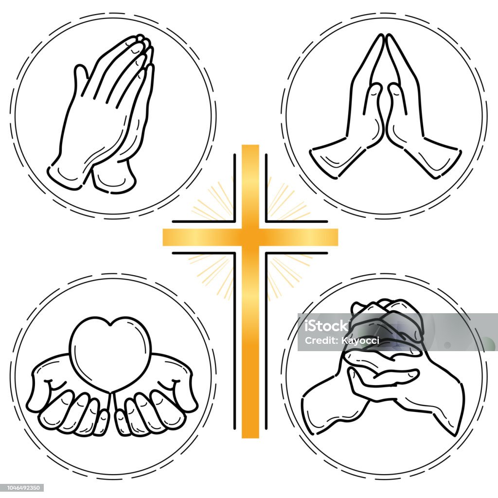 Prayer Hand Set Christianity Stock Illustration - Download Image ...