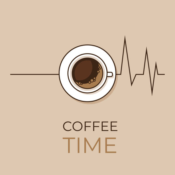 Coffee concept. Coffee and heartbeat  poster. Flat style, vector illustration. Coffee concept. Coffee and heartbeat  poster. Flat style, vector illustration. bar drink establishment illustrations stock illustrations