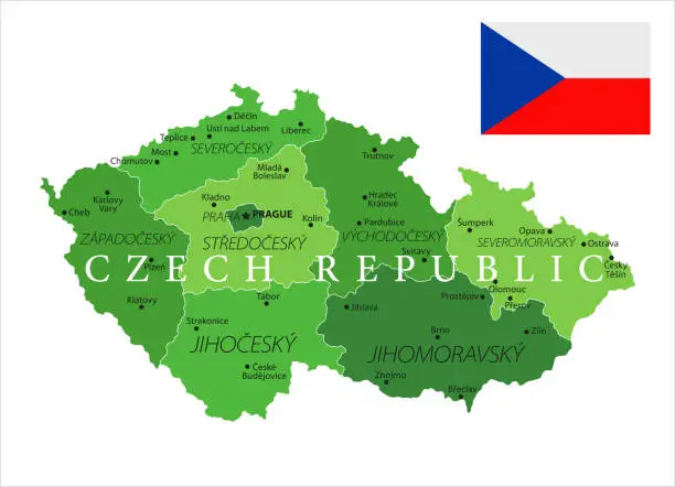 Vector illustration of 15 - Czech Republic - Green Isolated 10