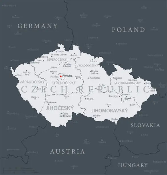 Vector illustration of 19 - Czech Republic - Black Gray 10