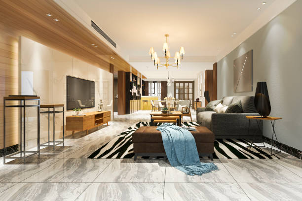 istock 3d rendering modern dining room and living room with luxury decor 1046518484